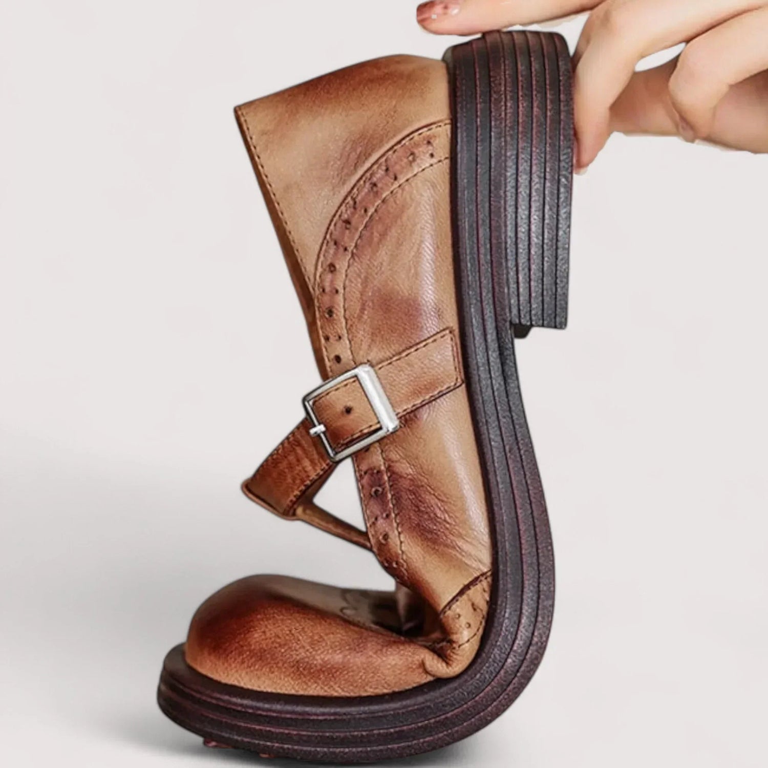 Classic Retro Mary Jane Shoes with Brogue Detail and T-Bar Strap