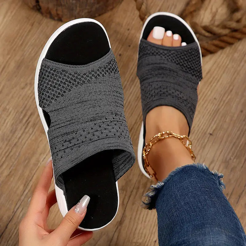 Comfortable Wedge Sandals with Knit Upper and Cushioned Platform Sole