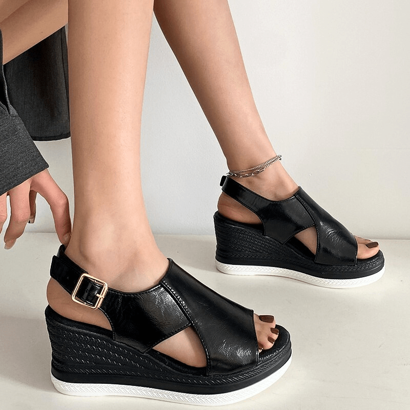 Chique Wedge Espadrilles with Buckle Ankle Fastening