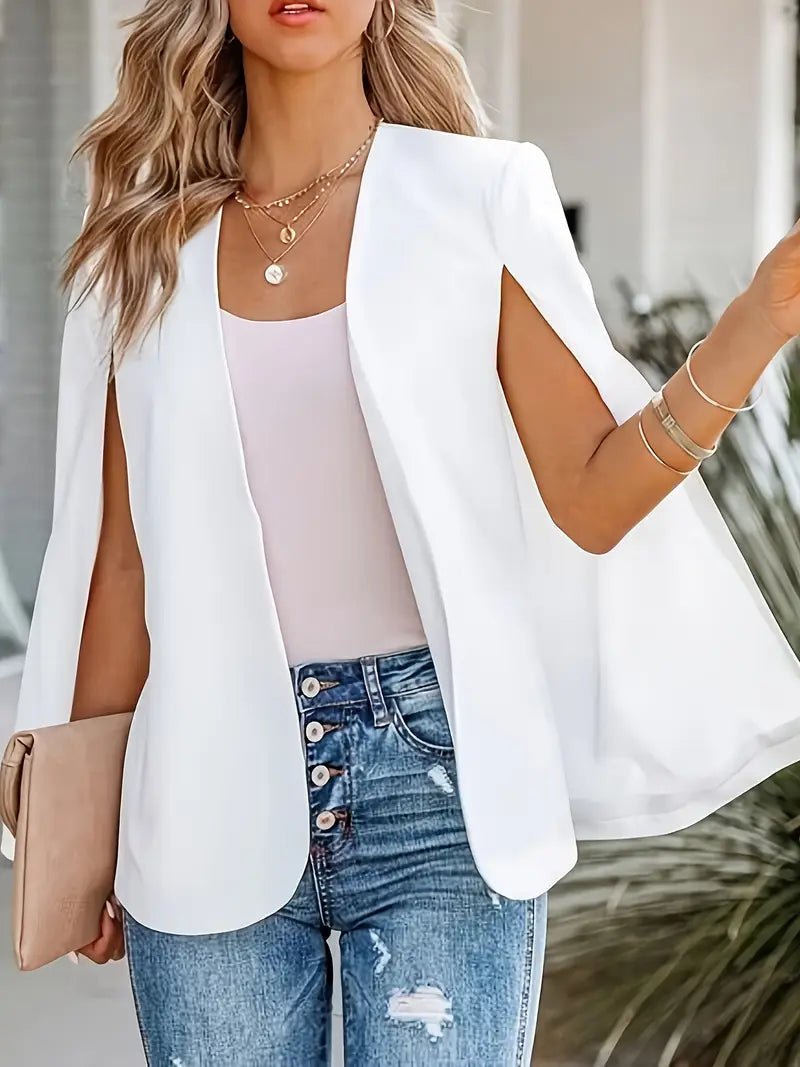 Stylish Cape Blazer with Split Sleeves and Open Front