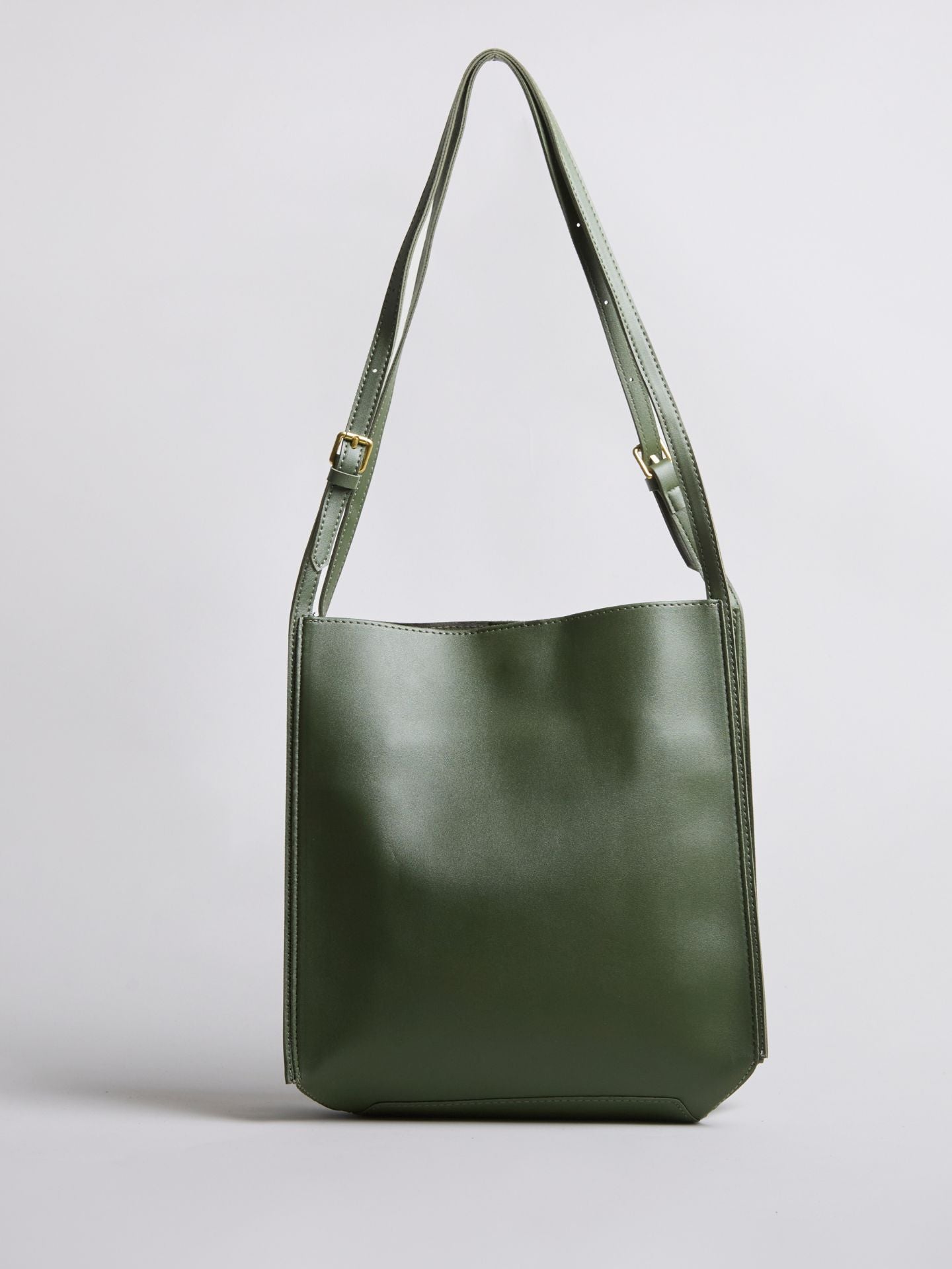 Black Leather Shoulder Bag with Adjustable Strap and Gold Hardware