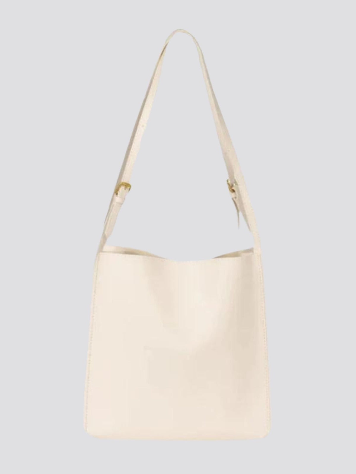 Black Leather Shoulder Bag with Adjustable Strap and Gold Hardware