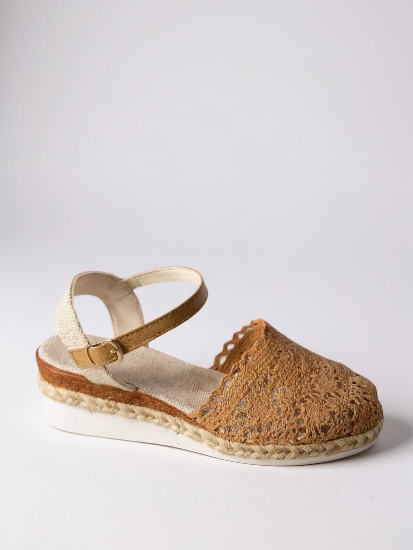 Boho Crochet Espadrille Sandals with Ankle Strap