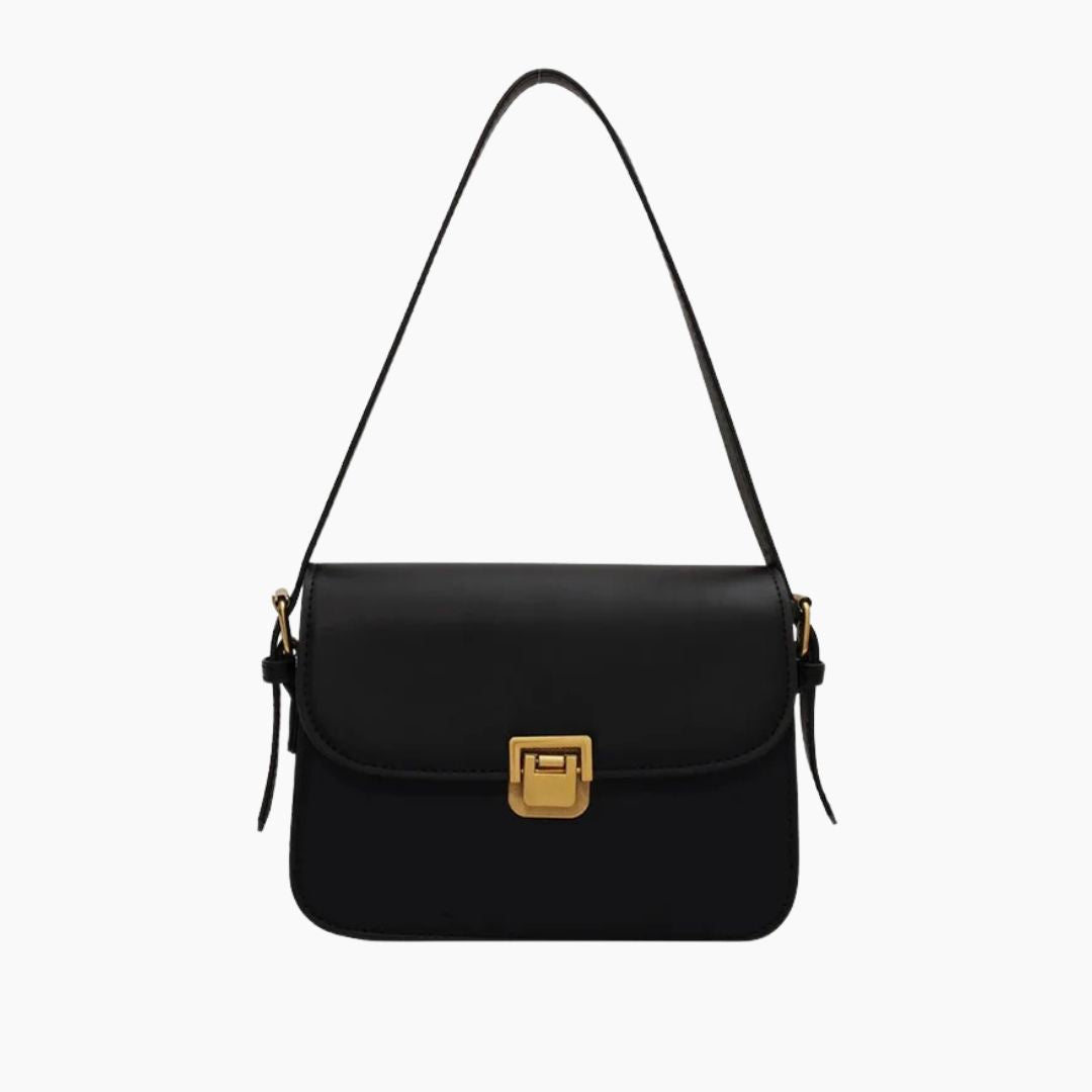 Classic Leather Clutch Bag with Gold Push Clasp
