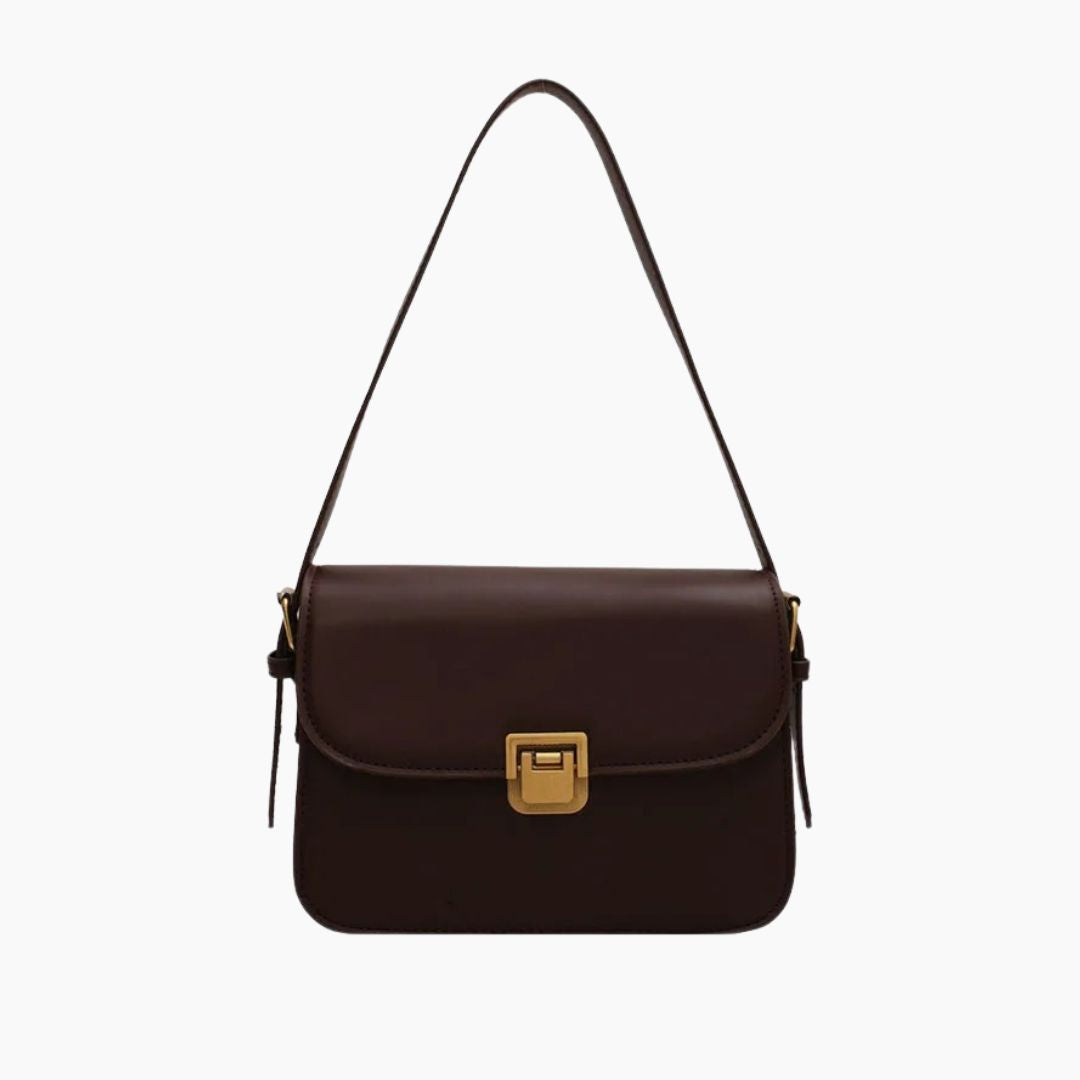 Classic Leather Clutch Bag with Gold Push Clasp