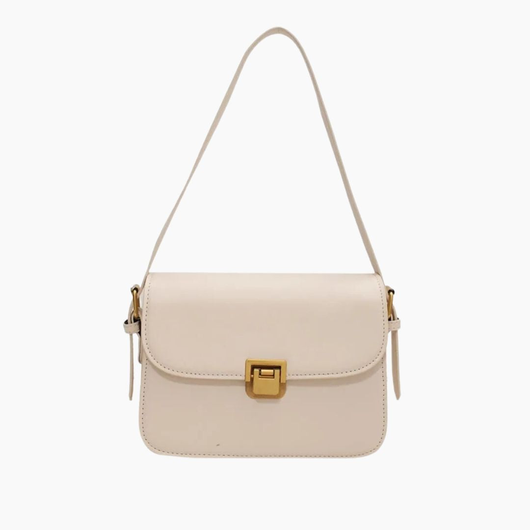 Classic Leather Clutch Bag with Gold Push Clasp