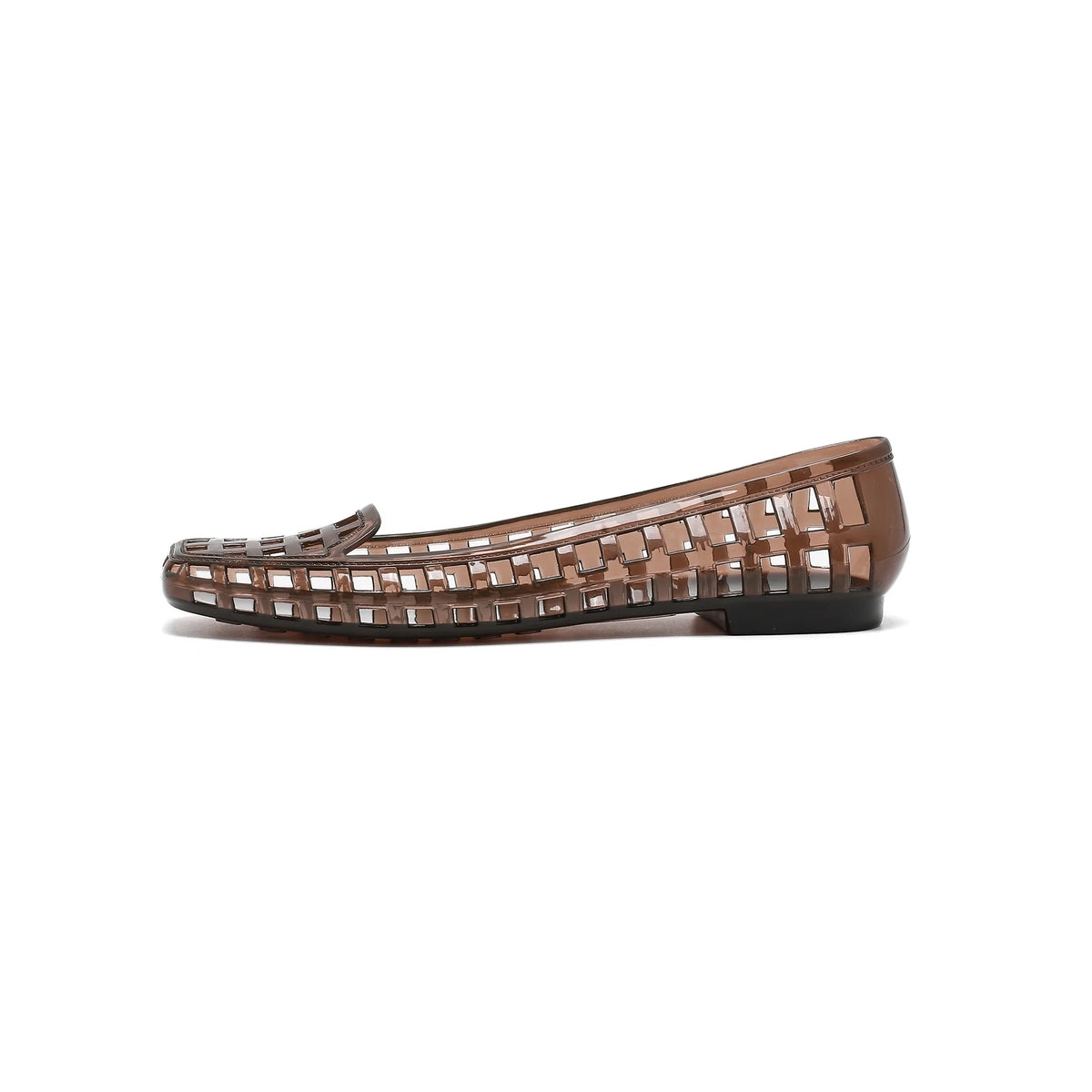 Clear Jelly Shoes with Woven Cage Upper and Flat Sole