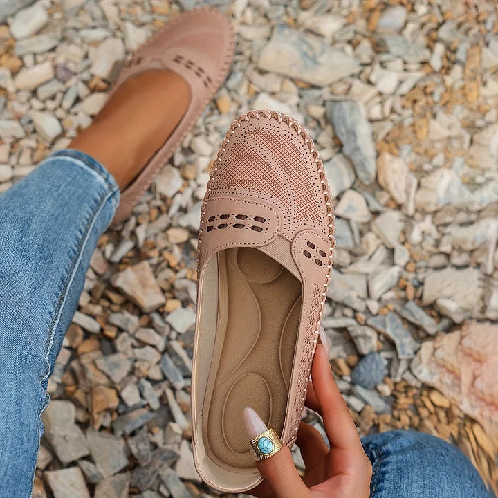 Comfortable Slip On Loafer Flats with Cutout Detail