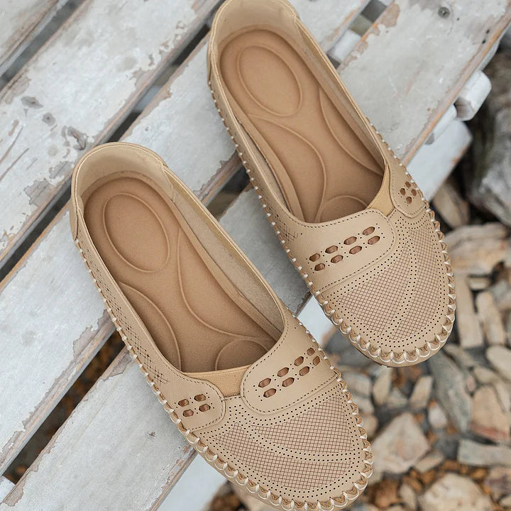 Comfortable Slip On Loafer Flats with Cutout Detail