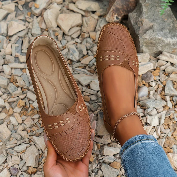 Comfortable Slip On Loafer Flats with Cutout Detail