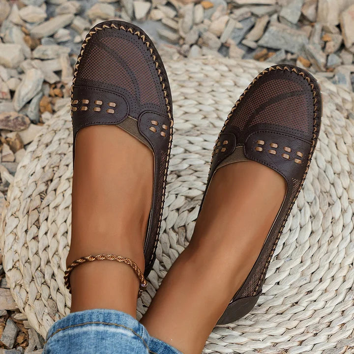 Comfortable Slip On Loafer Flats with Cutout Detail
