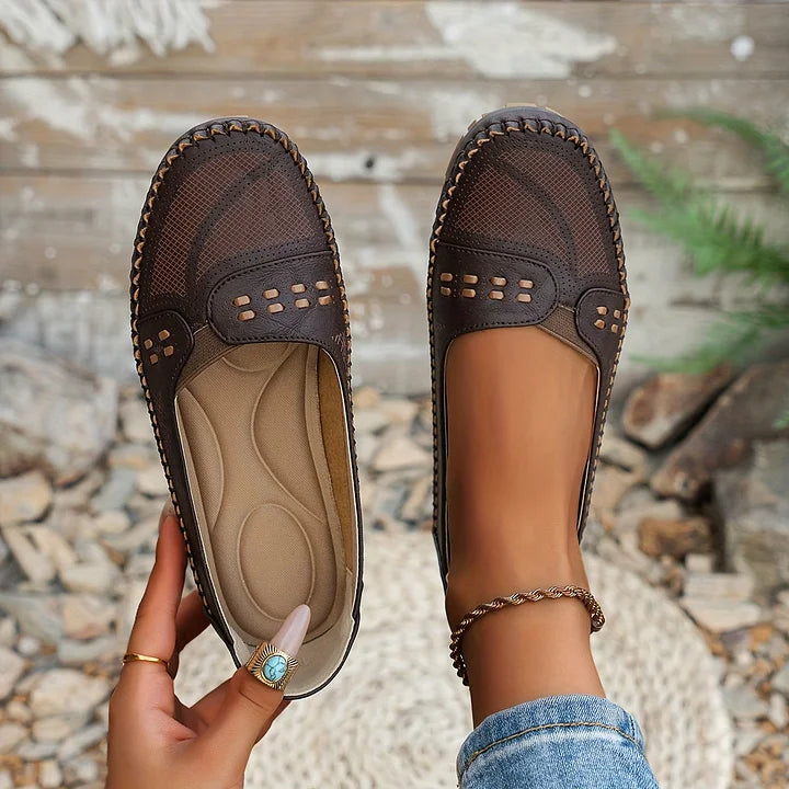 Comfortable Slip On Loafer Flats with Cutout Detail