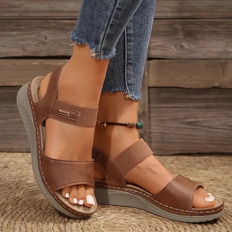 Comfortable Wedge Sandals with Elastic Ankle Strap