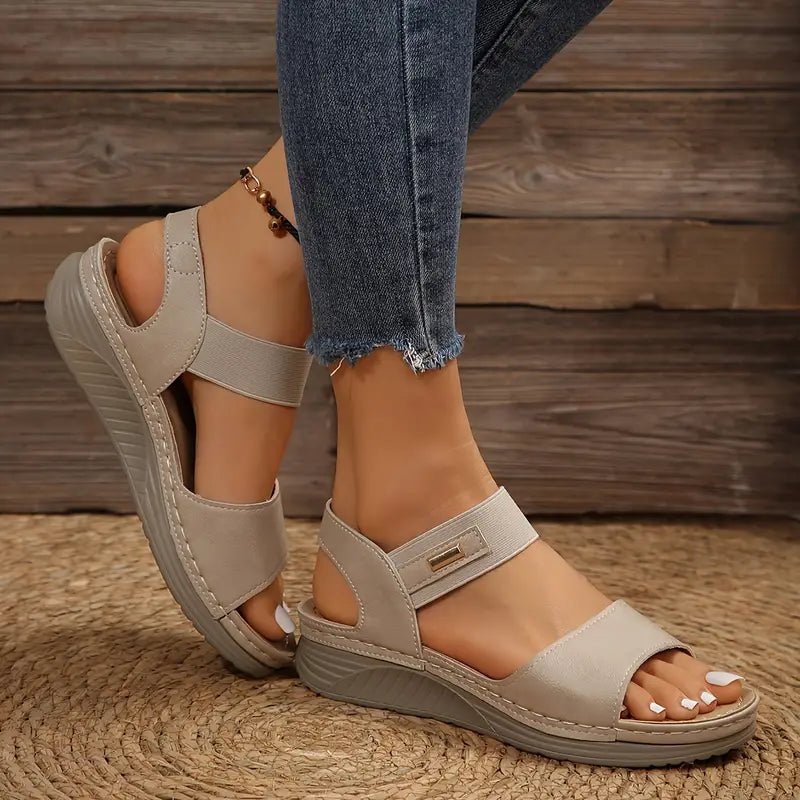 Comfortable Wedge Sandals with Elastic Ankle Strap