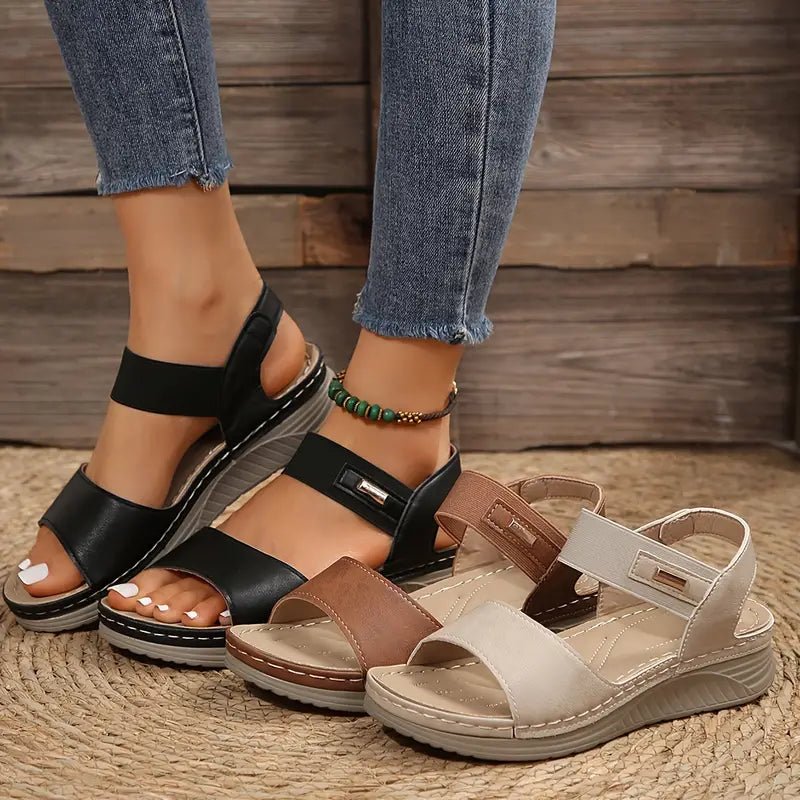 Comfortable Wedge Sandals with Elastic Ankle Strap