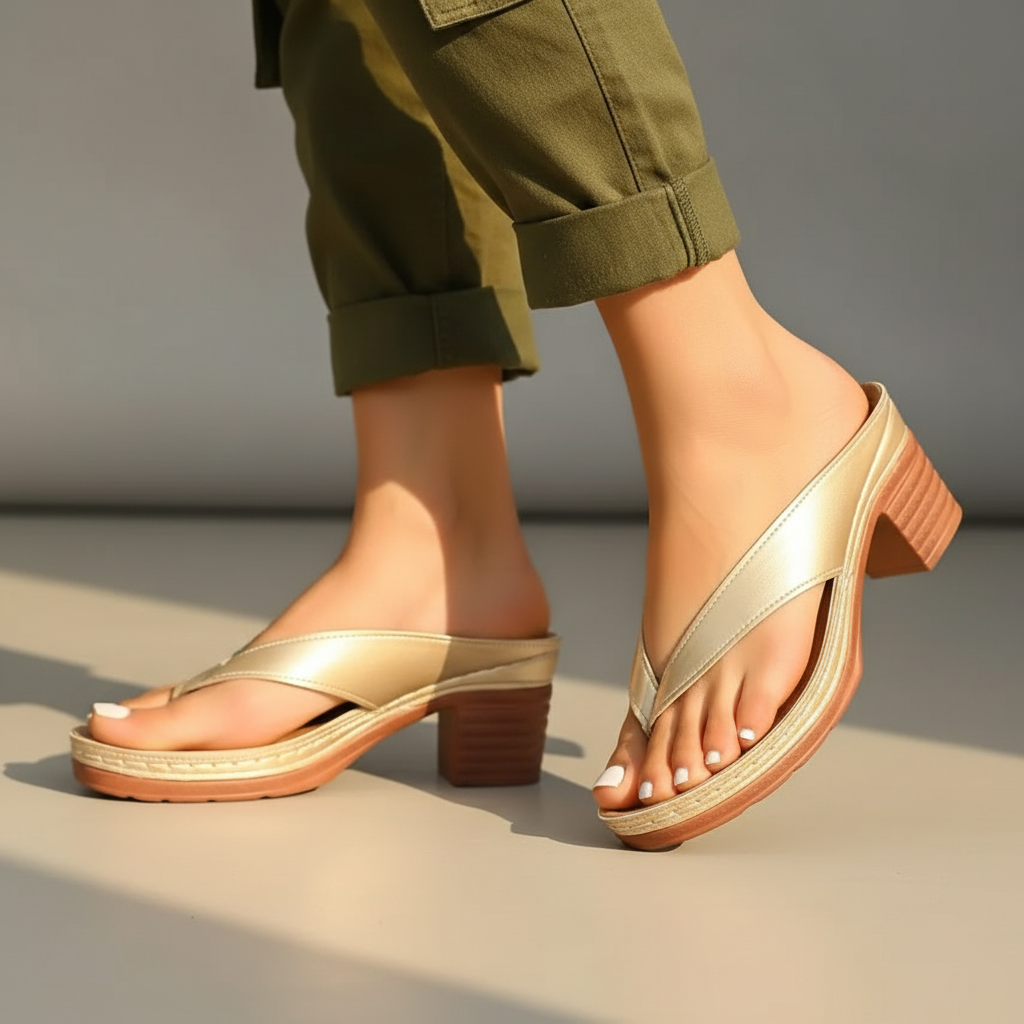 Elegant Block Heel Thong Sandals with Platform Sole