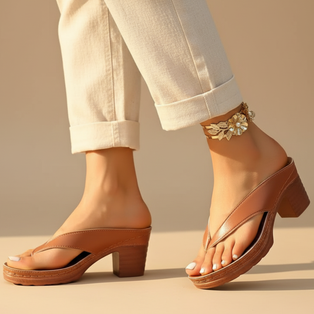 Elegant Block Heel Thong Sandals with Platform Sole