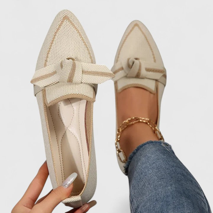 Elegant Pointed Flat Loafers with Toe Knot Detail
