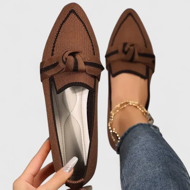 Elegant Pointed Flat Loafers with Toe Knot Detail