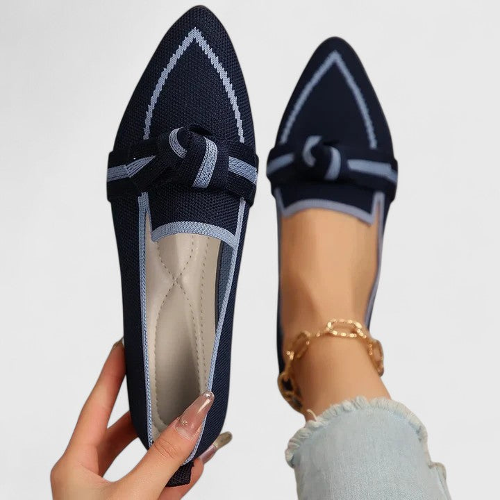 Elegant Pointed Flat Loafers with Toe Knot Detail