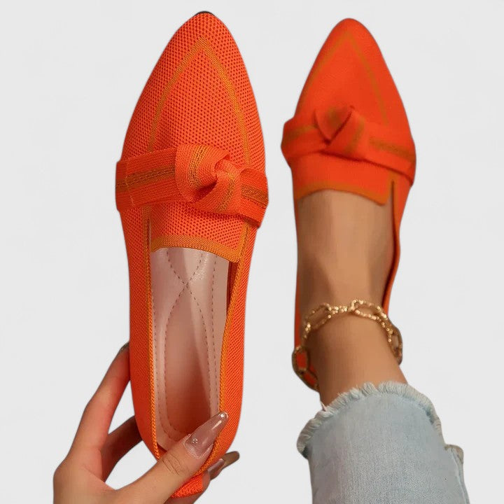 Elegant Pointed Flat Loafers with Toe Knot Detail