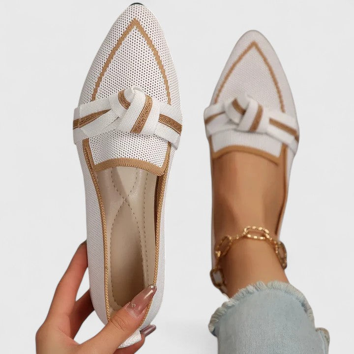 Elegant Pointed Flat Loafers with Toe Knot Detail
