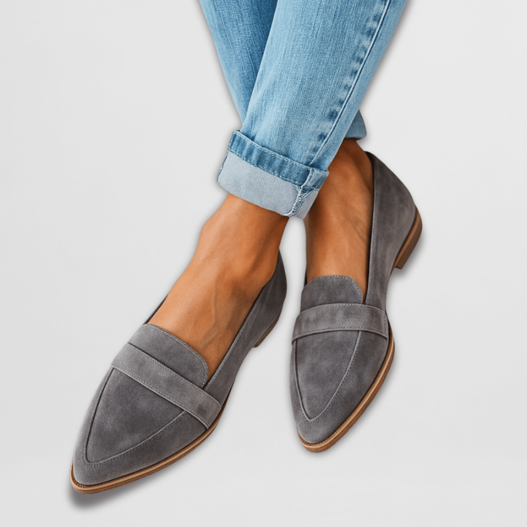 Elegant Pointed Toe Suede Loafers with Penny Strap
