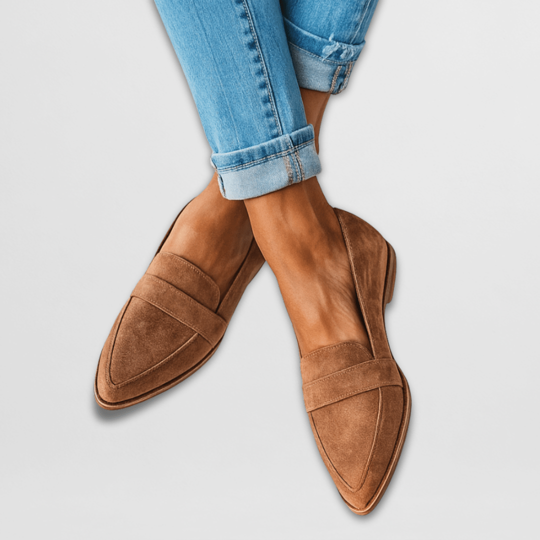 Elegant Pointed Toe Suede Loafers with Penny Strap