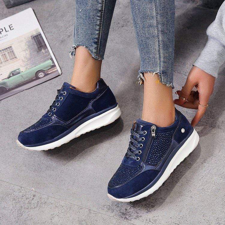 Embellished Suede Sneakers with Side Zip and Lace Up