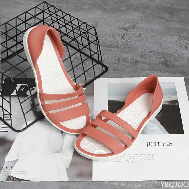 Flat Strappy Sandals with Open Toe and Cushioned Sole