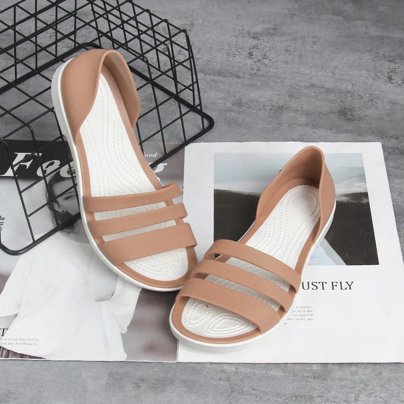 Flat Strappy Sandals with Open Toe and Cushioned Sole