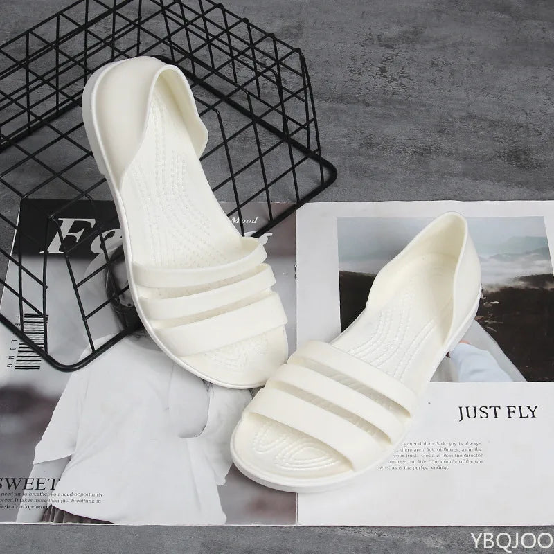 Flat Strappy Sandals with Open Toe and Cushioned Sole