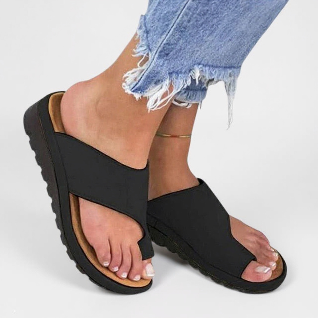 Wedge Flip Flops with Wide Toe Strap and Platform Sole