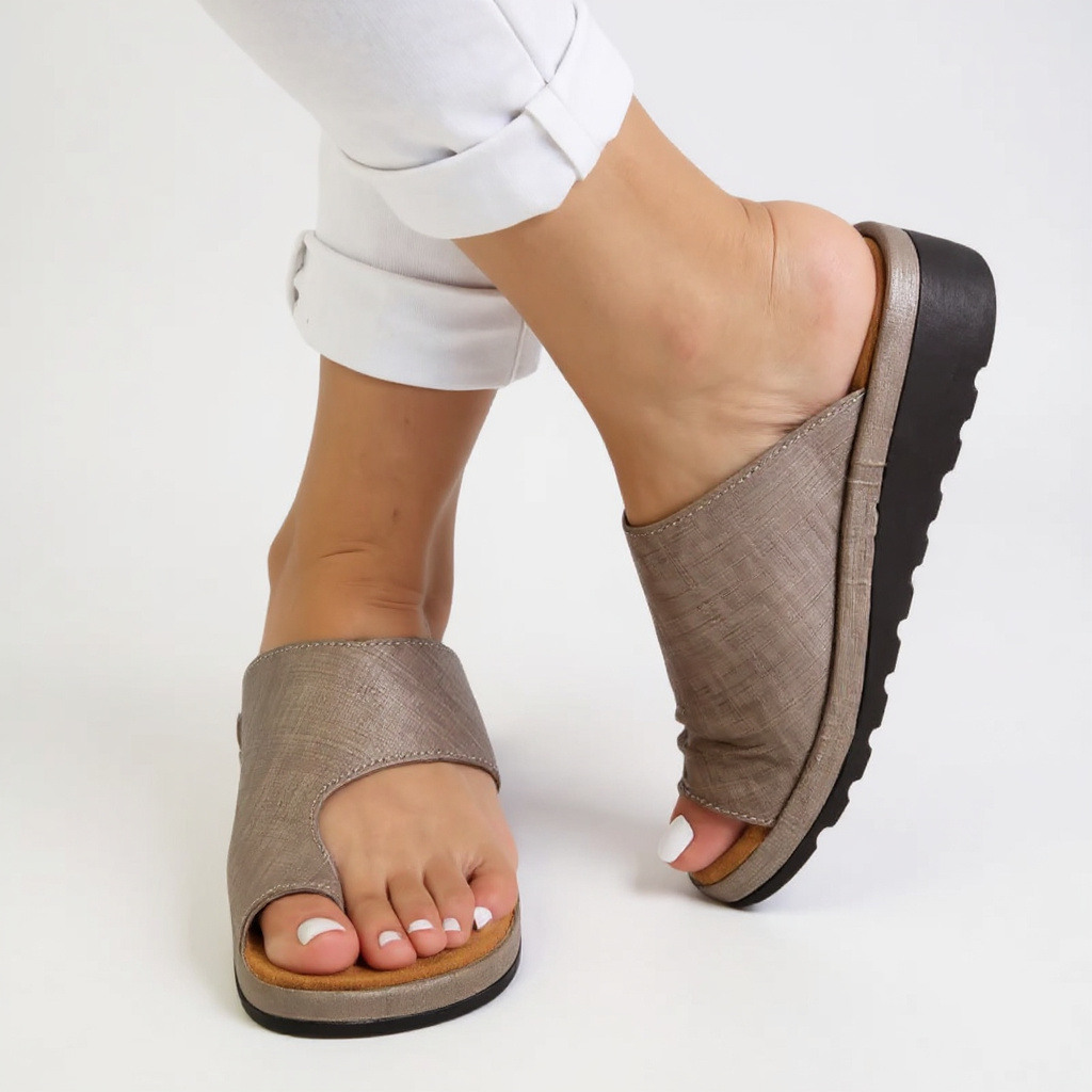 Wedge Flip Flops with Wide Toe Strap and Platform Sole