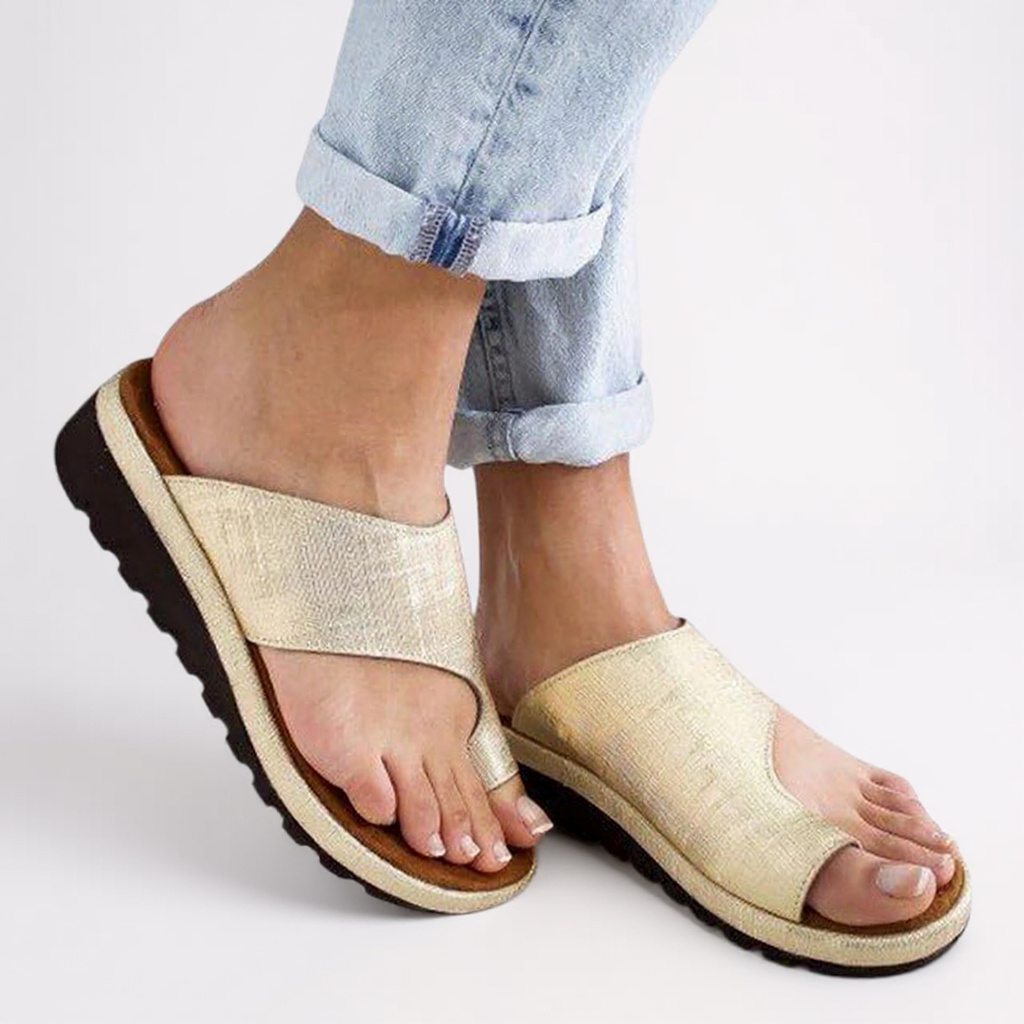 Wedge Flip Flops with Wide Toe Strap and Platform Sole