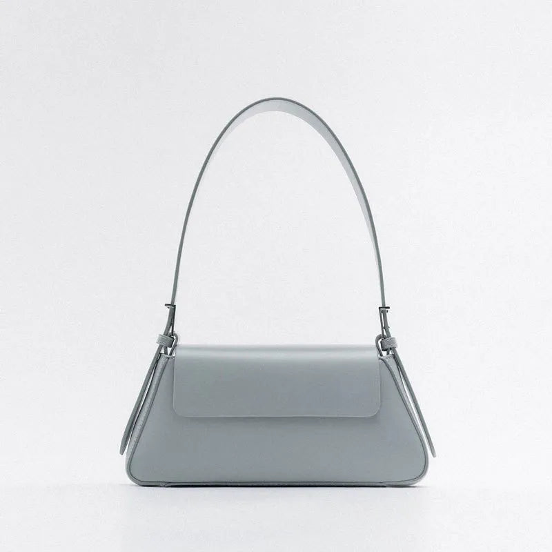 Leather Baguette Shoulder Bag with Knotted Strap Detail