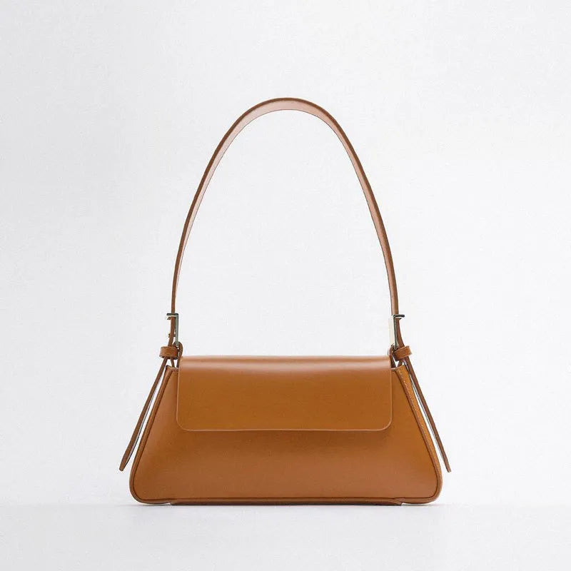 Leather Baguette Shoulder Bag with Knotted Strap Detail