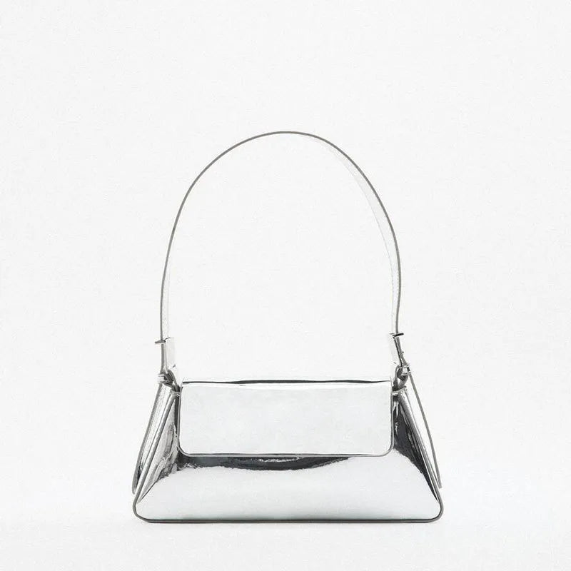 Leather Baguette Shoulder Bag with Knotted Strap Detail