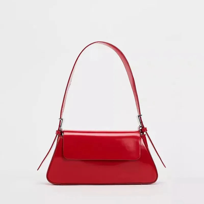 Leather Baguette Shoulder Bag with Knotted Strap Detail