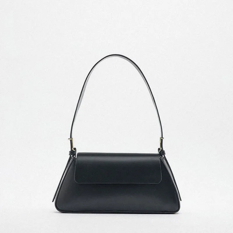 Leather Baguette Shoulder Bag with Knotted Strap Detail