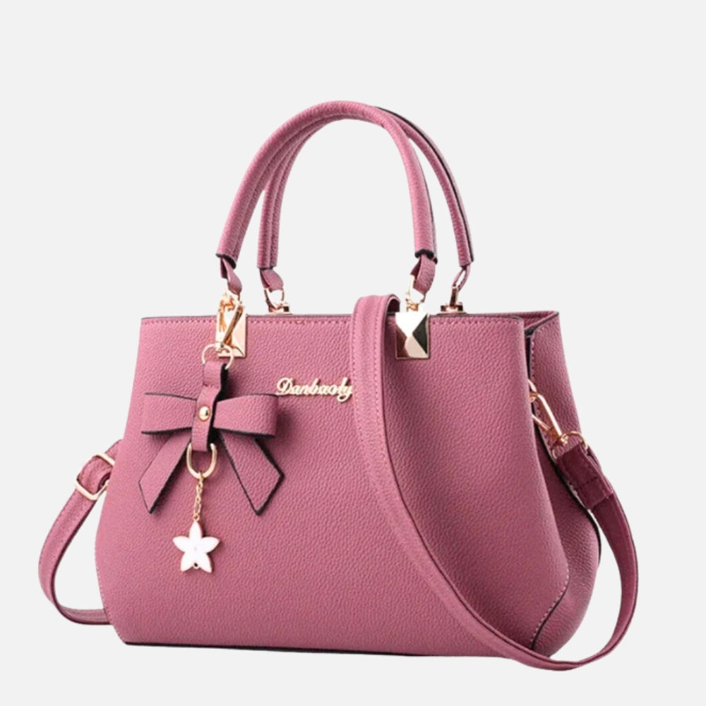 Leather Handbag with Bow and Star Charm Detail