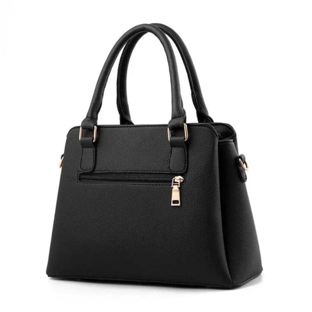Leather Handbag with Embossed Weave Panel and Tassel Charm