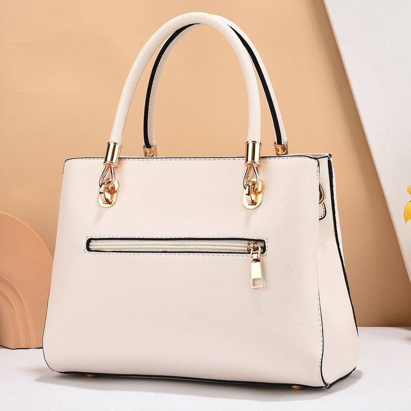 Leather Shoulder Bag with Crocodile Embossed Detail and Gold Hardware
