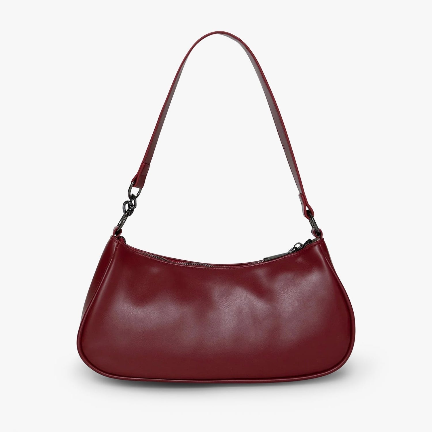 Leather Shoulder Bag with Double Front Buckle Pockets