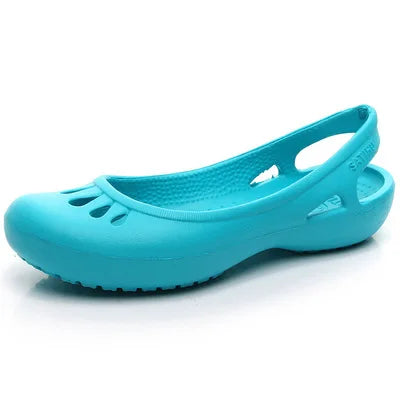 Lightweight Jelly Flat Sandals with Slingback Strap and Cut-Out Detail