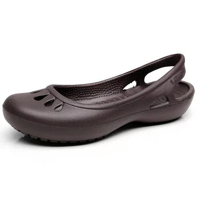Lightweight Jelly Flat Sandals with Slingback Strap and Cut-Out Detail