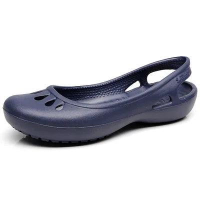 Lightweight Jelly Flat Sandals with Slingback Strap and Cut-Out Detail