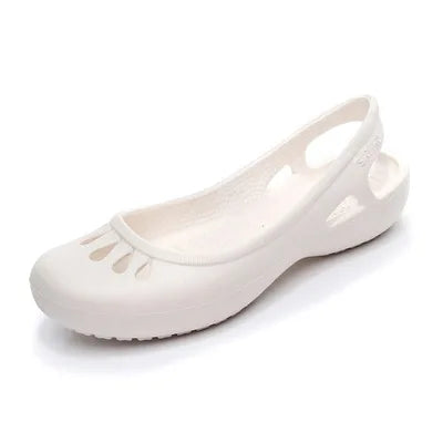 Lightweight Jelly Flat Sandals with Slingback Strap and Cut-Out Detail