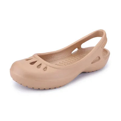 Lightweight Jelly Flat Sandals with Slingback Strap and Cut-Out Detail