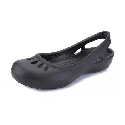 Lightweight Jelly Flat Sandals with Slingback Strap and Cut-Out Detail